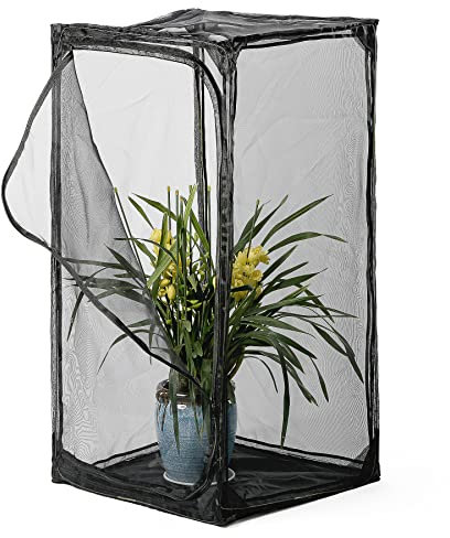 Robuster Monarch-Schmetterlings-Lebensraum, für den Außenbereich, zusammenklappbar, Insektennetz, Terrarium, Pop-Up-Terrarium, mit Reißverschluss-Schutz und abnehmbarem Boden, 58,4 x 58,4 x 116,8 cm