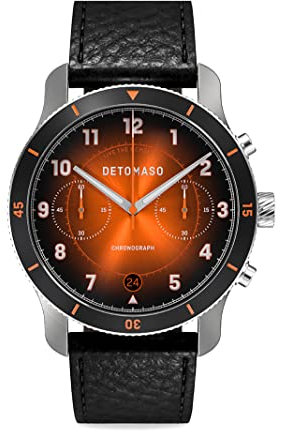 DeTomaso Venture Chronograph Limited Edition Black ORANGE - Leather Black