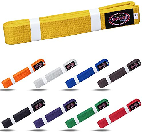 Farabi Sports Karate Gürtel Mehrere Farben Karate Gürtel Judo Karate BJJ Kampfsport Taekwondo Gürtel (240-cm, Yellow)