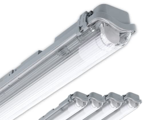CLAR - Pantalla Estanca LED 18W, Luminaria 120cm, 1 Tubo 120cm, Tubos No Incluidos (Pack 5)