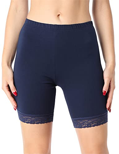 Bellivalini Damen Kurze Leggings aus Bio-Baumwolle mit Spitze für Tunika BLV50-225
