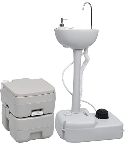 Festnight Tragbare Campingtoilette mit Waschbecken Tragbare Toilette Camping Toilette Camping WC Mobile Toilette Krankenhäusern Wandern Wohnmobile Wohnwagen