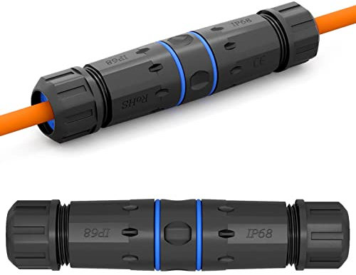 hb-digital 2X RJ45 Patchkabelverbinder CAT. 7 Outdoor IP68 Wasserdicht Ethernet Kupplung Netzwerkkabel Adapter LAN Verlängerung RJ45-Buchse (8P8C) STP AWG26-22 Außenbereich schwarz