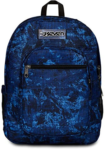 Sac à dos Seven Freethink, Bleu - Sac à dos double compartiment avec prise USB intégrée - Poche pour PC/tablette, poches latérales pour bouteille d'eau, 33 x 44 x 20 cm