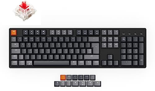 Keychron K10 ISO-UK-Layout Full Size Layout Hot Swappable Wireless Mechanical Keyboard, Bluetooth/USB Wired Gaming Keyboard RGB Backlight with Gateron G Pro Red Switches Aluminum Frame for Mac Windows