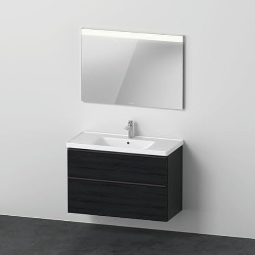 Duravit D-Neo Möbel-Set, Möbelwaschtisch mit Waschtischunterschrank wandhängend und LED Spiegel, 1000x2000mm, DE01140, Farbe: Eiche Schwarz