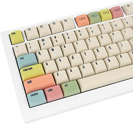 JOLINTAL 134 Tasten Canvas Retro Beige Tastenkappen, PBT Farbe Stil Macaron Farbe Tastenkappen, für mechanische Tastaturcoder, Liebes-Tastenkappen