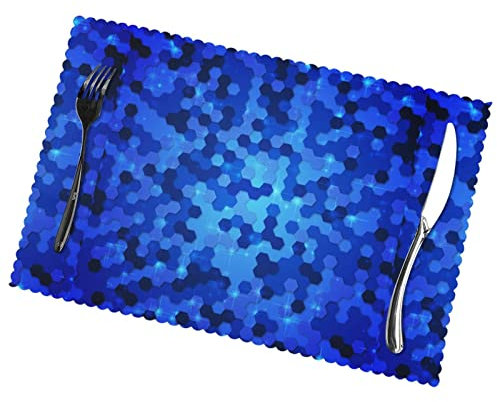 Tischsets mit sechseckigem Muster, für Esstisch, hitze- und wasserabweisend, waschbar, Platzsets für Esstisch, Teller, Küche, Dini