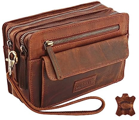 Herren Tasche Handgelenktasche Citybag Handytasche ECHTES RINDLEDER! S4