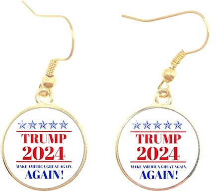 Donald Trump 2024 Kollektion Wahl Glaskuppel Cabochon Halten Amerika Große Golden/Silber Farbe Ohrringe Schmuck Für Frauen Mädchen, 25, Glas, Erstellt Peridot