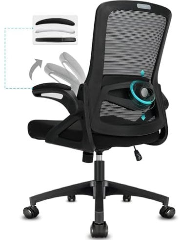 Office Chair Ergonomic Desk Chair, With Adjustable Armrests and Lumbar Support, Height Adjustable, Mesh Computer Chair for Home/Office, Black
