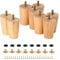 JAPCHET 8PCS 8cm Solid Wooden Furniture Legs, 3 Inch Wood Cabinet Legs, Wooden Replacement Sofa Feet with 24 Screws and Mounting Plates for Chair