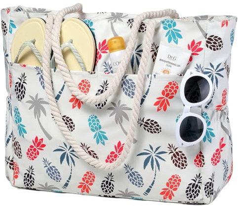 RAVUO Borsa Da Spiaggia Donna,Impermeabile Borsa Mare XXL Famiglia Borse Tote Bag Multifunzionale Borsa Spalla Shopper Bag Donna Con Cerniera Per Shopping Viaggio Sportiva