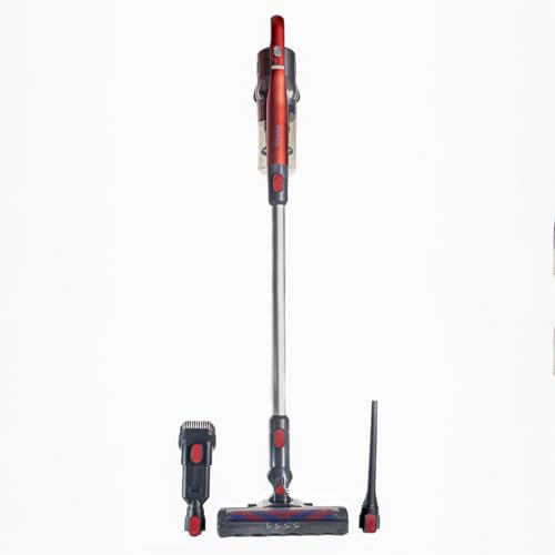 Jocca Aspirapolvere Senza Fili, Scopa Aspirapolvere/Potente 150 W/Leggero/Elevata Potenza di Aspirazione/Serbatoio Rimovibile/Include Rullo con LED, Spazzola, Bocchetta Cervicale e Caricabatterie