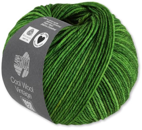 Frida's Wollhaus Lana Grossa 50 g Cool Wool Vintage Merino Wolle Garn Stricken Häkeln viele Farben (7374 | Grün)