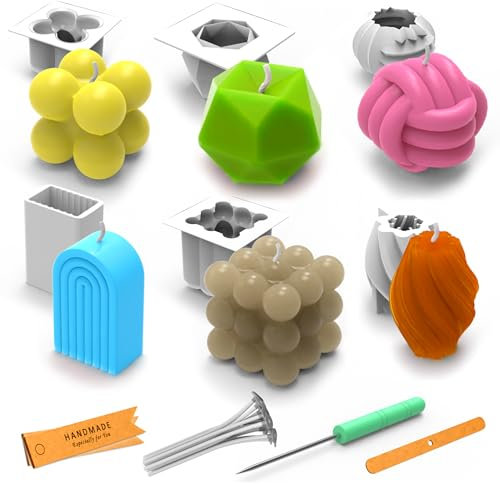 VANELLA Kerzenform, Silikon, Kerzen selber machen Set, Silikonform, Kerzenformen zum Gießen, Kerzenwachs zum Gießen, Kerzengießform, Geschenkidee, Kerzendocht, Kerzenwachs, inklusive 300g Wachs