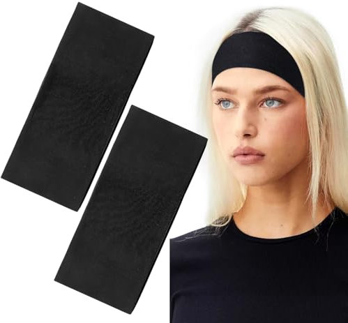 BELEVO Haarband Damen Schwarz, 15 cm Sport Headband Unisex Elastisch Stirnband Damen Dünn Antirutsch Haarbänder Herren Schwarz Headbands Yoga Fitness Laufen Exercise Gym