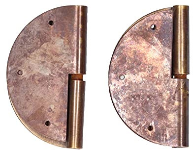 Chinesisches Antik-Messing-Rundscharniere-Set, Robuste Möbelbeschläge, Heimwerken, Inklusive 2 Scharnieren, 12 Schrauben, 6 Cm Größe, für Tische, Kleiderschränke, Nähmaschinen