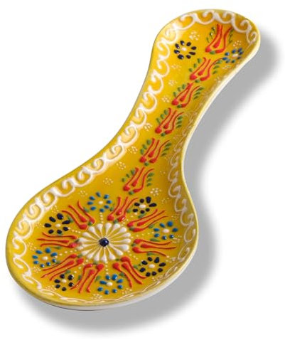 Repose-cuillère fait à la main en céramique pour dessus de cuisinière, repose-cuillère de 25,4 cm pour comptoir de cuisine, support de cuillère pour cuisinière, cadeau de pendaison de crémaillère,