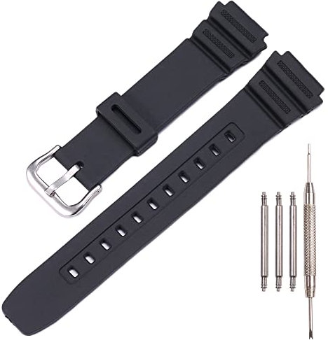 Resin Armband Kompatibel mit Casio AE-1300 AE-1200 F-108 W-216H AE-1000w SGW-300H AQ-S800W W-800H Herrenuhrband Sport Wasserdichtes Silikon Ersatz Armband (KOP BlackS)