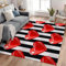 Teppich Gestreifte Herzen 120x170 cm Dekoration Schlafzimmer Kinderzimmer Wohnzimmer, Modern rutschfest Waschbar Flanell Kinderteppiche Fußmatten