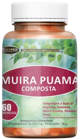 Muira Puama Composta - Integratore Naturale Stimolante con L-Arginina, Damiana, Vitamina E e Zinco | Supporto per Energia Fisica e Mentale, Vitalità e Benessere Sessuale | Contrasta la Stanchezza