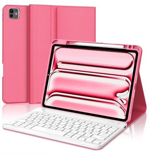 FOGARI Keyboard Case for iPad 10th/A16 11th Generation, iPad 10.9 inch 2022/11 inch 2025 Case Keyboard, UK Layout Bluetooth Detachable KeyBoard, Red