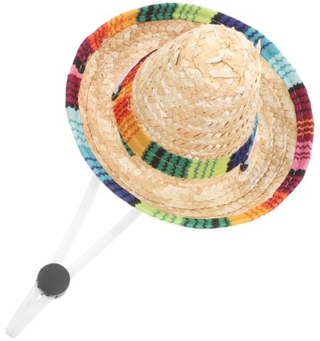 POPETPOP Mini Woven Dog Sombrero Hat for Pets Chihuahua Costume Cap Mexican Party Decoration Accessories