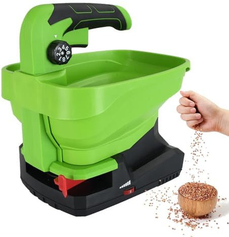 OFNHJK 7.2V Cordless Seed Spreader, 3.3L Capacity, 2.0Ah Battery & Charging Cable Handheld Electric Fertilizer Spreaders, 2.5h Standby Time, for Wheat/Vegetable/Rice Fields