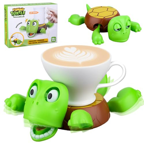 Vibbang Posavasos Tortuga Graciosa, Tortugas Posavasos en 3D con Ojos Abiertos, Creativo Posavasos Originales de Tortugas con Expresión Graciosa, como Regalo para los Amantes de Tortugas