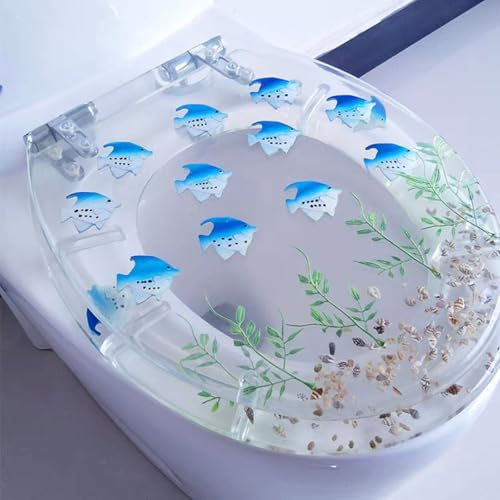 Serenitison Toilettensitz aus Harz,WC Sitz Mit Absenkautomatik,WC Deckel aus Kunstharz,Toilettensitz mit 3D Effekt,leiser Toilettensitz mit langsamer Absenkung,Kommt mit Edelstahlscharnieren