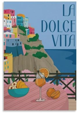 BNCEDJK La Dolce Vita Leinwand-Poster, Wandkunst, Dekordruck, Bild Gemälde für Wohnzimmer, Schlafzimmer, Dekoration, 30 x 45 cm