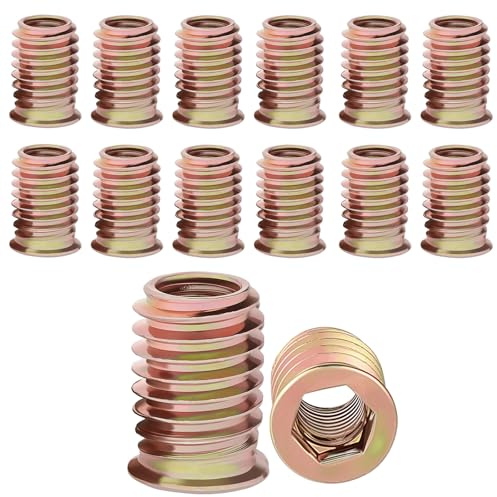 Einschraubmutter M4x10mm Gewindeeinsatz Holz 30 Stück Gewindehülse M4 Einschraubmuffen Gewindeeinsätze Einschraubhülse Gewindeeinsatzmuttern Verzinkte Sechskant für Holzmöbel usw