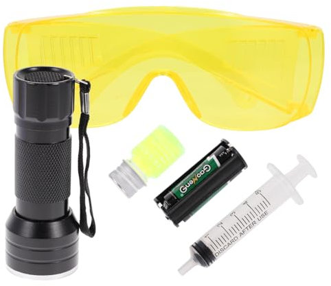 ULTECHNOVO 1 Satz Kfz Klimaanlage Leckdetektor mit Uv Taschenlampe Auto Kühlsystem Prüfwerkzeug für Lecksuche Fahrzeugen und Kühlräumen Sicher und Praktisch