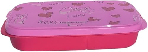 Tupperware to Go Lunchbox Clevere Pause 590ml mit Trennwand Eco+ Schule Brotdose mit Abteilung Herzen pink Love 590 ml