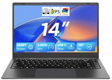 BLUEING 14 Inch Laptop Computer, 8GB RAM 256GB SSD, Laptop with Gold 6500Y (Beat 8100Y, Up to 3.4GHz), FHD IPS Display, Type-C, HDMI, USB3.2, BT5.2, WiFi 5, Laptops for Business & Student