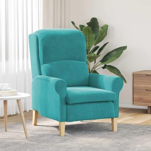 Tonture Sessel Türkis 76x94x102cm, Samt, Moderner Loungesessel für Wohnzimmer, Schlafzimmer, Robustes Holzgestell, Bequem, Ideal zum Lesen und Entspannen, Einzelsitzer für Erwachsene