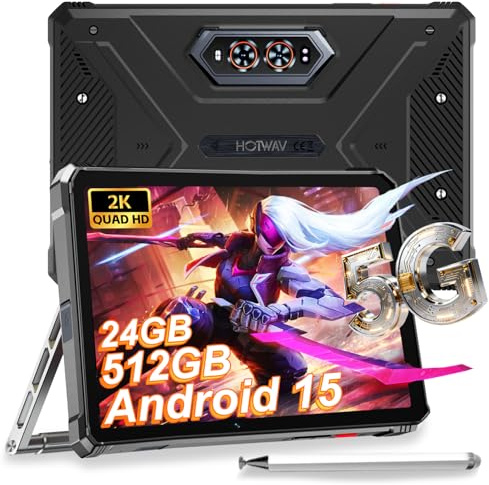 HOTWAV R9 Ultra 5G Rugged Tablet Android 15-2K 11 Pollici Stilo Tablet | 24GB+512GB/2TB TF Tablets Impermeabile, 20080mAh Robusto Tablet PC 64MP+16MP/IP68 69K/Dual SIM 5G/5G WiFi/Face ID/GPS/OTG