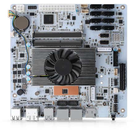 AIOPCWA NAS Motherboard 8 Bay, Core i5 8265UES, 2 x i226-V 2.5GbE LAN, Mini ITX Mainboard, 8× SATA3.0, DDR4 PC motherboards, 2X M.2 NVMe(3.0 x2), 32GB RAM 1TB SSD, TF, PCIE x4