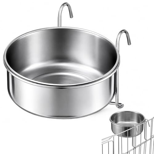 Pet Bowl, Hanging Pet Bowl Sturdy Durable Stainless, Steel Dog Bowls with Hook Up, Hanging Bowl Water Bowl Food Feeder,Suspended Stainless Steel Water Dish with Hook,Bird Water Bowl | for Parrots,Dog