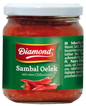 DIAMOND Sambal Oelek, Feurig scharfe Paste aus roten Chilischote, zum Verfeinern von Wok-Gerichten, Reispfannen & Bratnudeln - 6 x 200 g