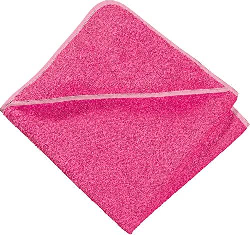 Erwin Müller Kapuzenbadetuch pink Größe 100x100 cm, Kapuzenhandtuch Kinder Frottier - schnell trocknend und saugstark