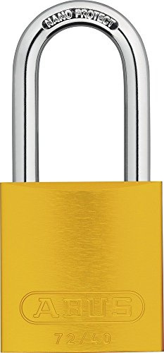 ABUS Aluminium-Vorhangschloss 72/40HB40, Hochbügel, gelb, 43609 | Korrosionsgeschütztes Vorhängeschloss mit gehärtetem Bügel, 40mm Schlosskörper und praktischer Verriegelung ohne Schlüssel.