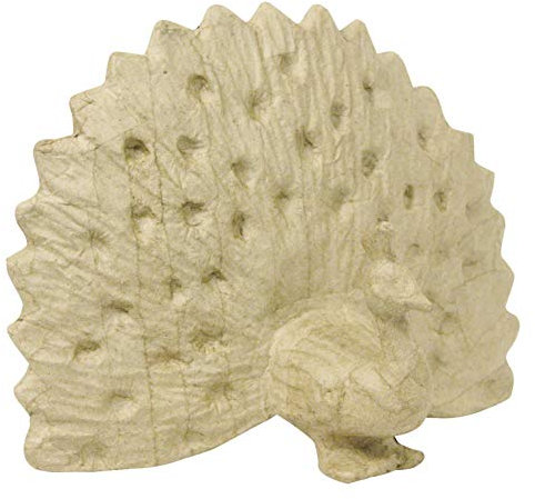 Decopatch SAB103O Träger S aus Pappmaché, Pfau, 12,5 x 24 x 19 cm, zum Verzieren, Kartonbraun