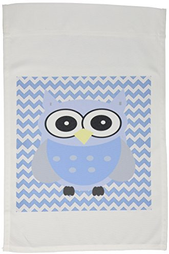 3dRose FL_130297_1 Blaue Eule auf kleinen Jungen, Chevron.jpg, Gartenflagge, 30,5 x 45,7 cm