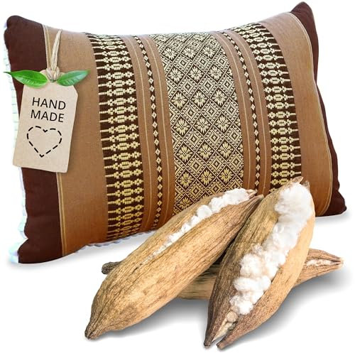 livasia Sofakissen Dekokissen - 22x33x13cm - Nackenkissen, Sofapolster mit Muster, Reisekissen mit Kapok, Kissen Armlehne Palettenmöbel, Garten und Balkon, handgefertigt (Braun)