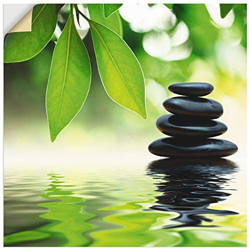 ARTland Wanddeko Wandtattoo selbstklebende Vinylfolie Wellness Asien Zen Steine See Wasser Blätter Pflanze T5UJ