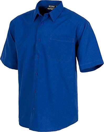 WORKTEAM Camisa de Manga Corta con Cuello Clásico, Botones y Bolsillo de Pecho, Tejido Ligero. Hombre Azulina 42