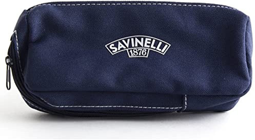 Savinelli astuccio in tessuto, colore blu, porta pipa e tabacco sfuso, dotato di alloggiamento in lattice per il tabacco, prodotto 100% Made in Italy