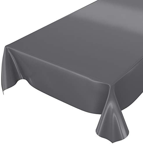 Wachstuchtischdecke Wachstuch abwaschbare Tischdecke Uni Glanz Einfarbig Anthrazit Schnittkante 220 x 140cm